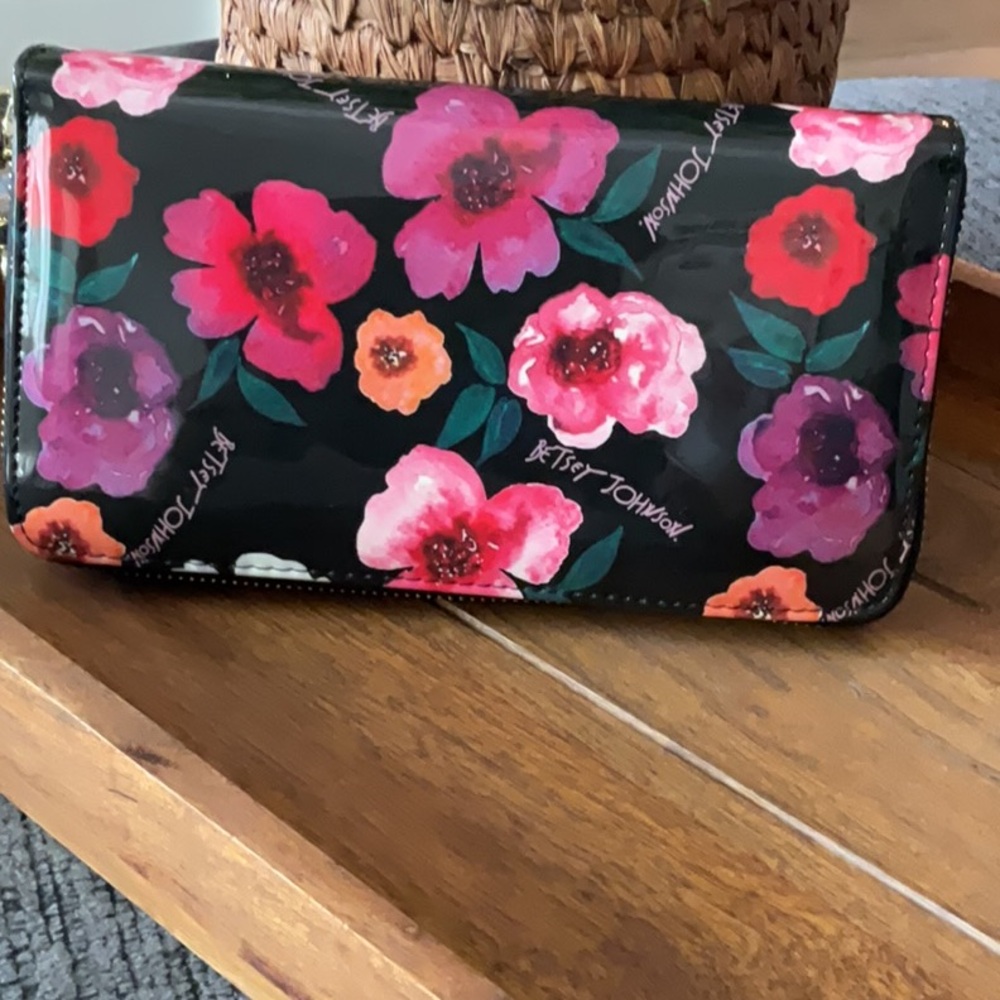 Betsey Johnson Black Wallet with Vibrant Floral Design - Picture 2 of 6